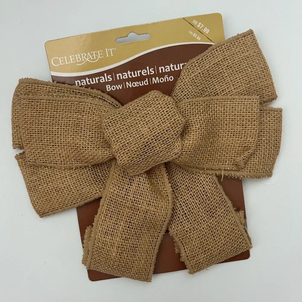 NWT Burlap Wired Bow